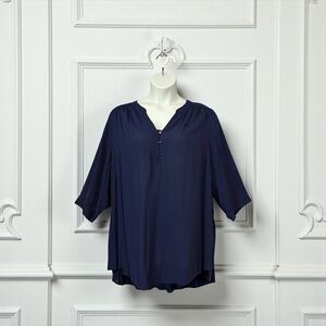 NWOT, Penningtons, Plus Size Navy Tunic Blouse, 2X